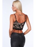 Lace top with zipper, black ZZ263 - Online store - Boutique